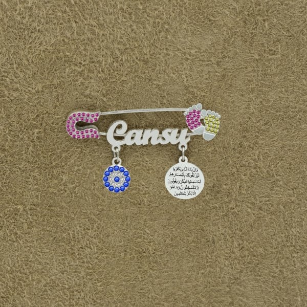 Gümüş Patikli Dualı İsimli Bebek Nazar İğnesi