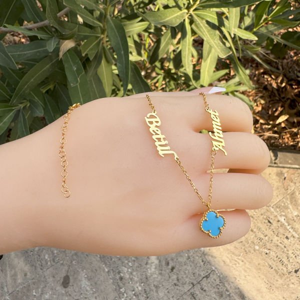 Gümüş 2 İsimli Yonca Kolye