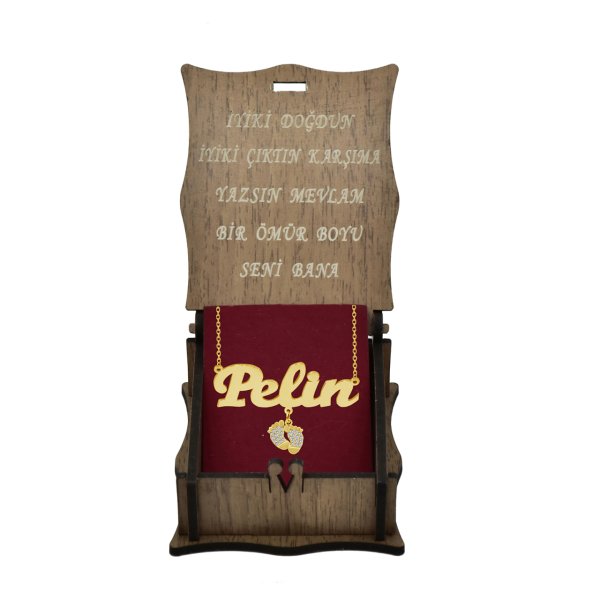 Gümüş Beyaz Taş Patik Sallantılı İsimli Kolye