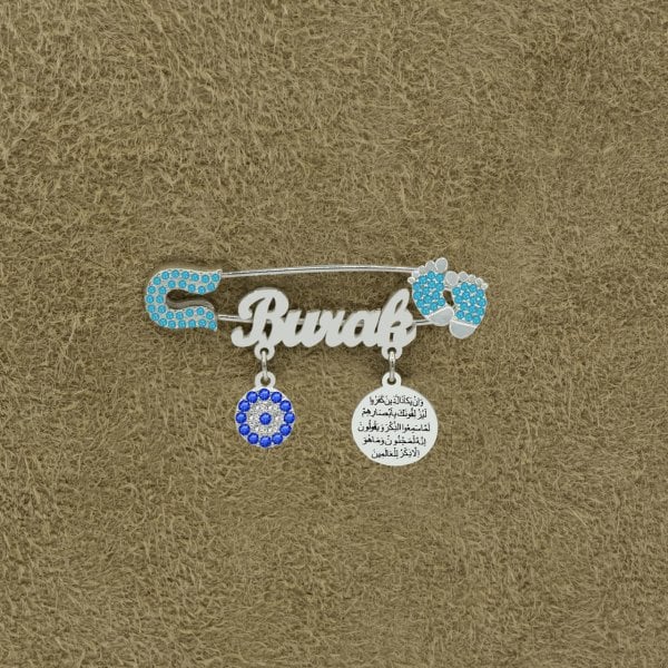 Gümüş Patikli Nazar Duası İsimli Bebek İğnesi