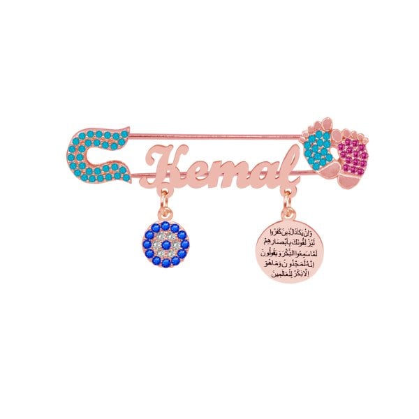 Gümüş Patikli Nazar Duası İsimli Bebek Çatal İğne