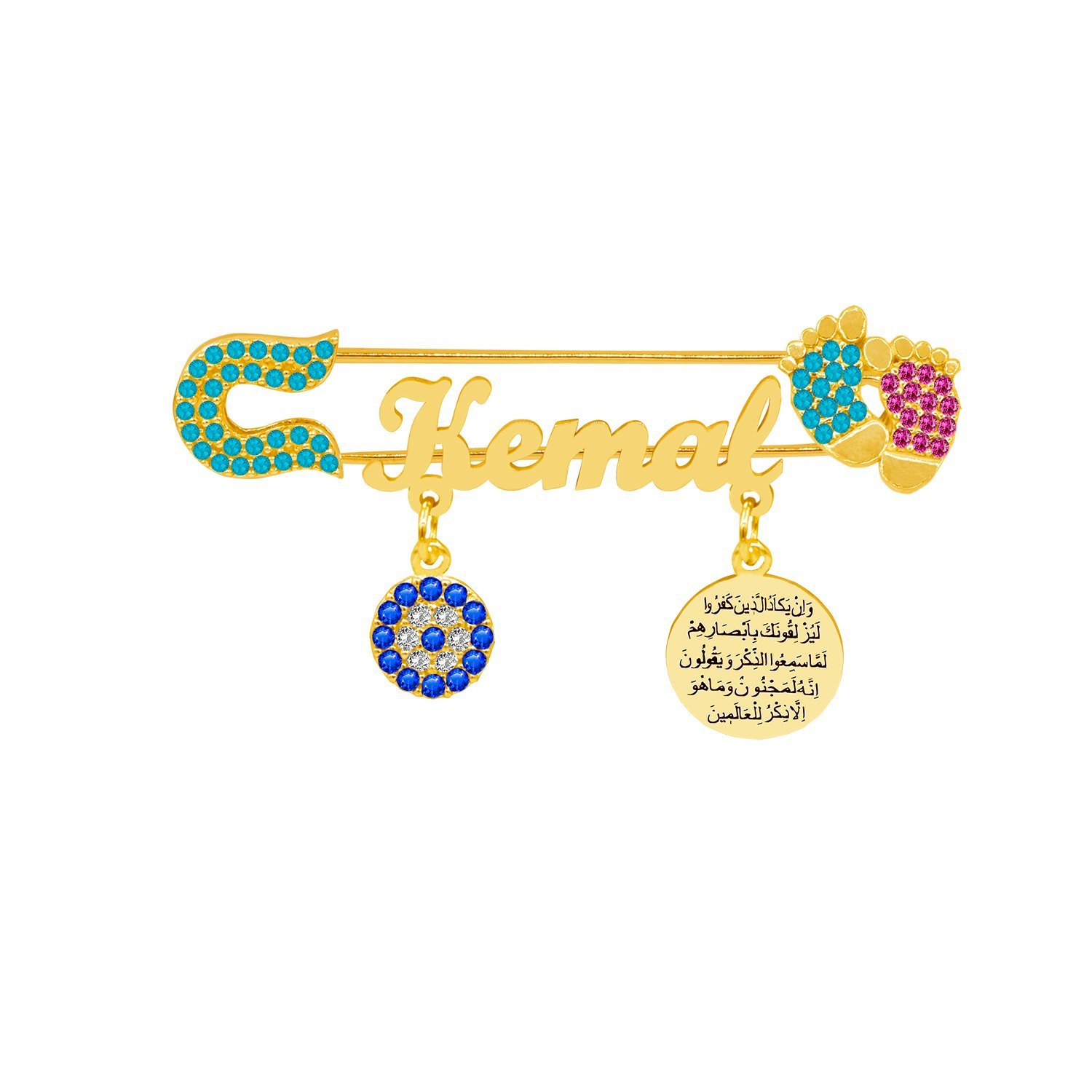 Gümüş Patikli Nazar Duası İsimli Bebek Çatal İğne