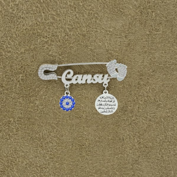 Gümüş Patikli Dualı İsimli Bebek Nazar İğnesi