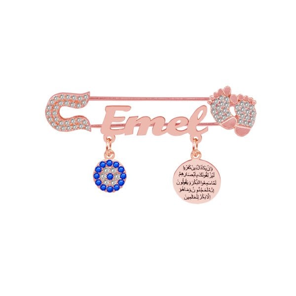 Gümüş Patikli Dualı İsimli Bebek Nazar İğnesi