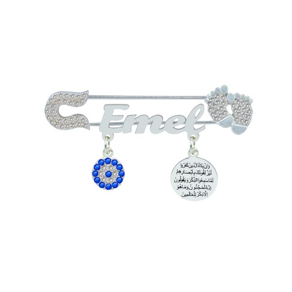 Gümüş Patikli Dualı İsimli Bebek Nazar İğnesi