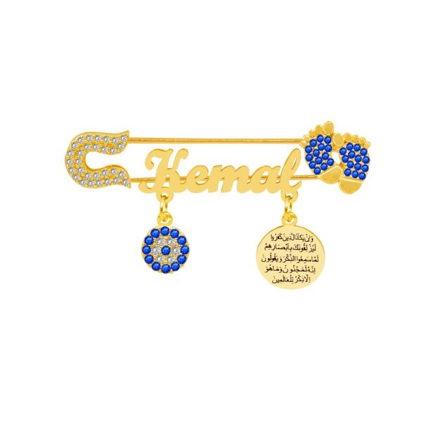 Gümüş Patikli Nazar Duası İsimli Bebek İğnesi