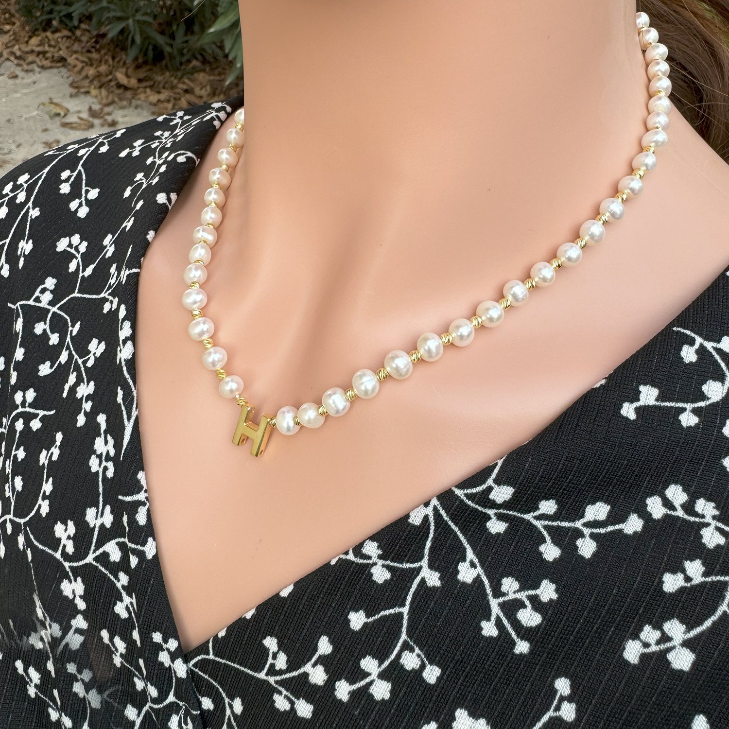 Gümüş Harfli İnci Kolye