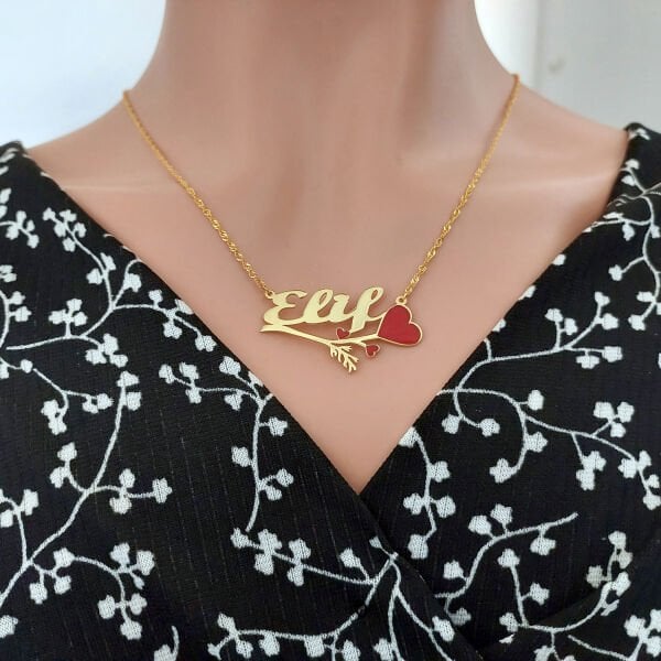 Gümüş Kalpli İsimli Kolye