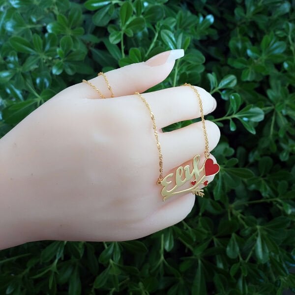 Gümüş Kalpli İsimli Kolye