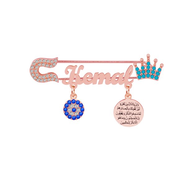 Gümüş Taçlı İsimli Bebek Nazar İğnesi