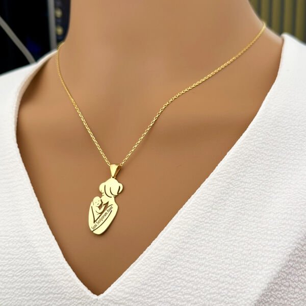 Gümüş Anne Bebek Kolye