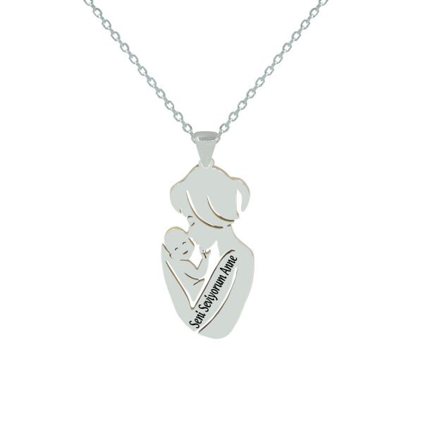 Gümüş Anne Bebek Kolye