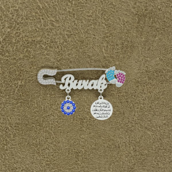 Gümüş Patikli İsimli Bebek Çatal İğne