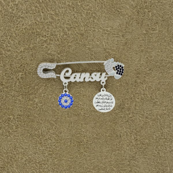 Gümüş Patikli İsimli Bebek Nazar İğnesi