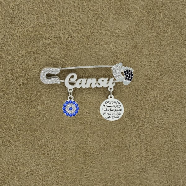 Gümüş Patikli İsimli Bebek Nazar İğnesi