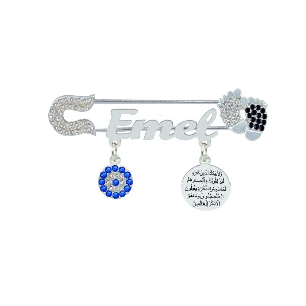 Gümüş Patikli İsimli Bebek Nazar İğnesi