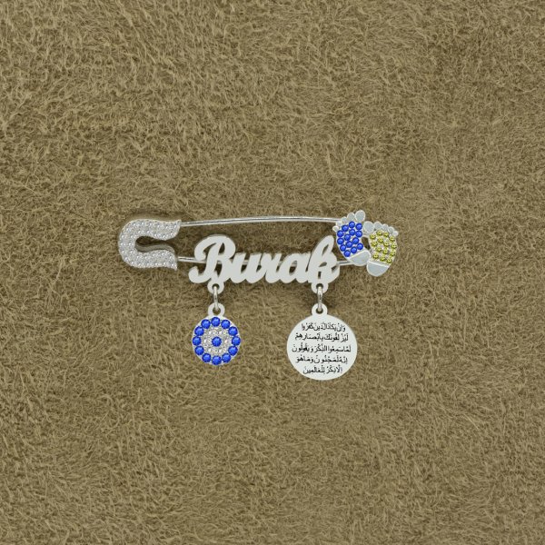 Gümüş Patikli İsimli Bebek İğnesi