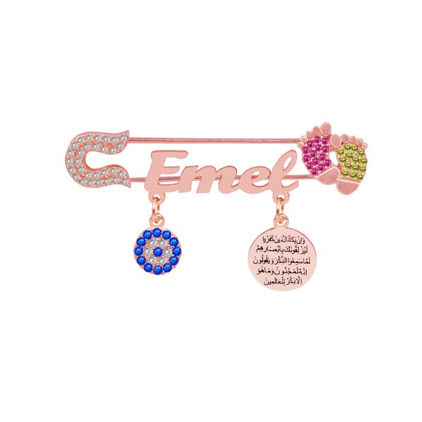 Gümüş Nazar Dualı Patikli İsimli Bebek İğnesi