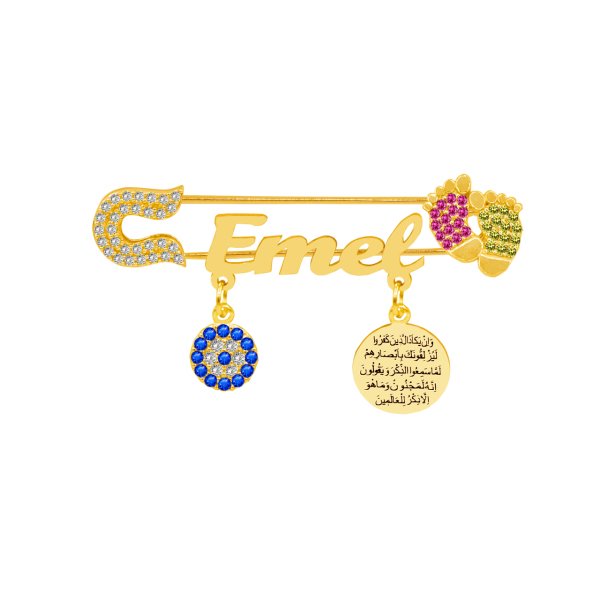 Gümüş Nazar Dualı Patikli İsimli Bebek İğnesi