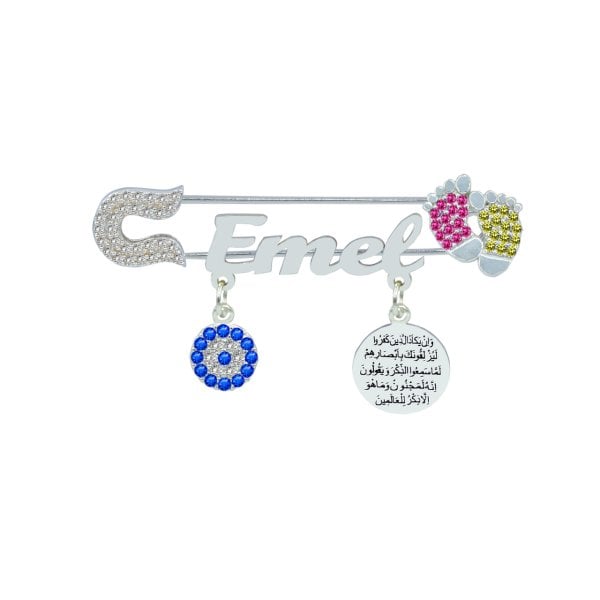 Gümüş Nazar Dualı Patikli İsimli Bebek İğnesi