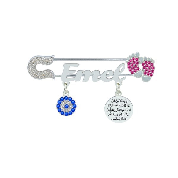 Gümüş İsimli Bebek Nazar İğnesi