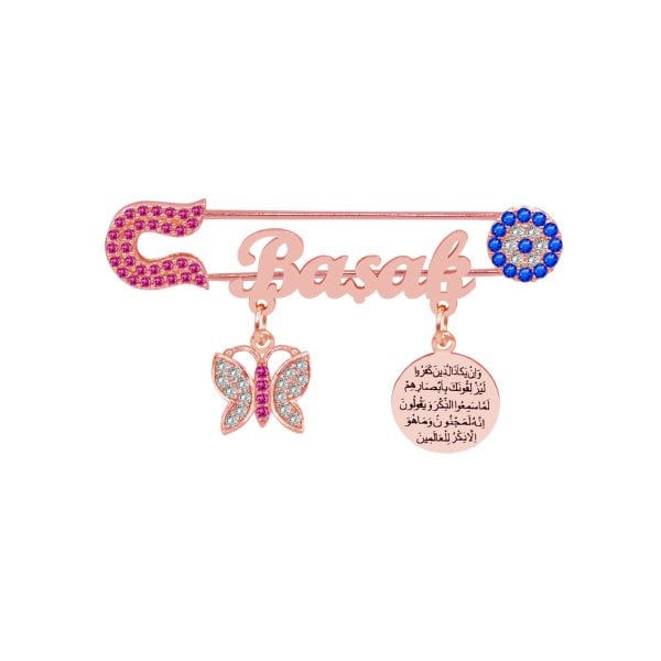 Gümüş Nazar Boncuklu İsimli Bebek Çatal İğne