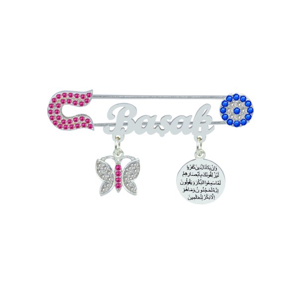 Gümüş Nazar Boncuklu İsimli Bebek Çatal İğne