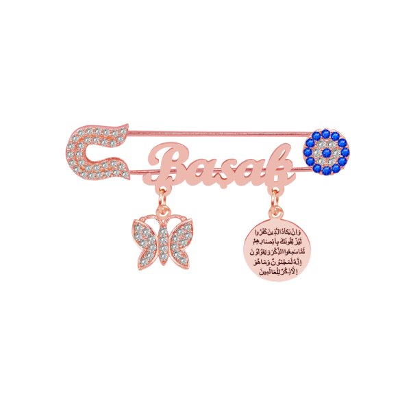 Gümüş Nazarlı İsimli Bebek Çatal İğne