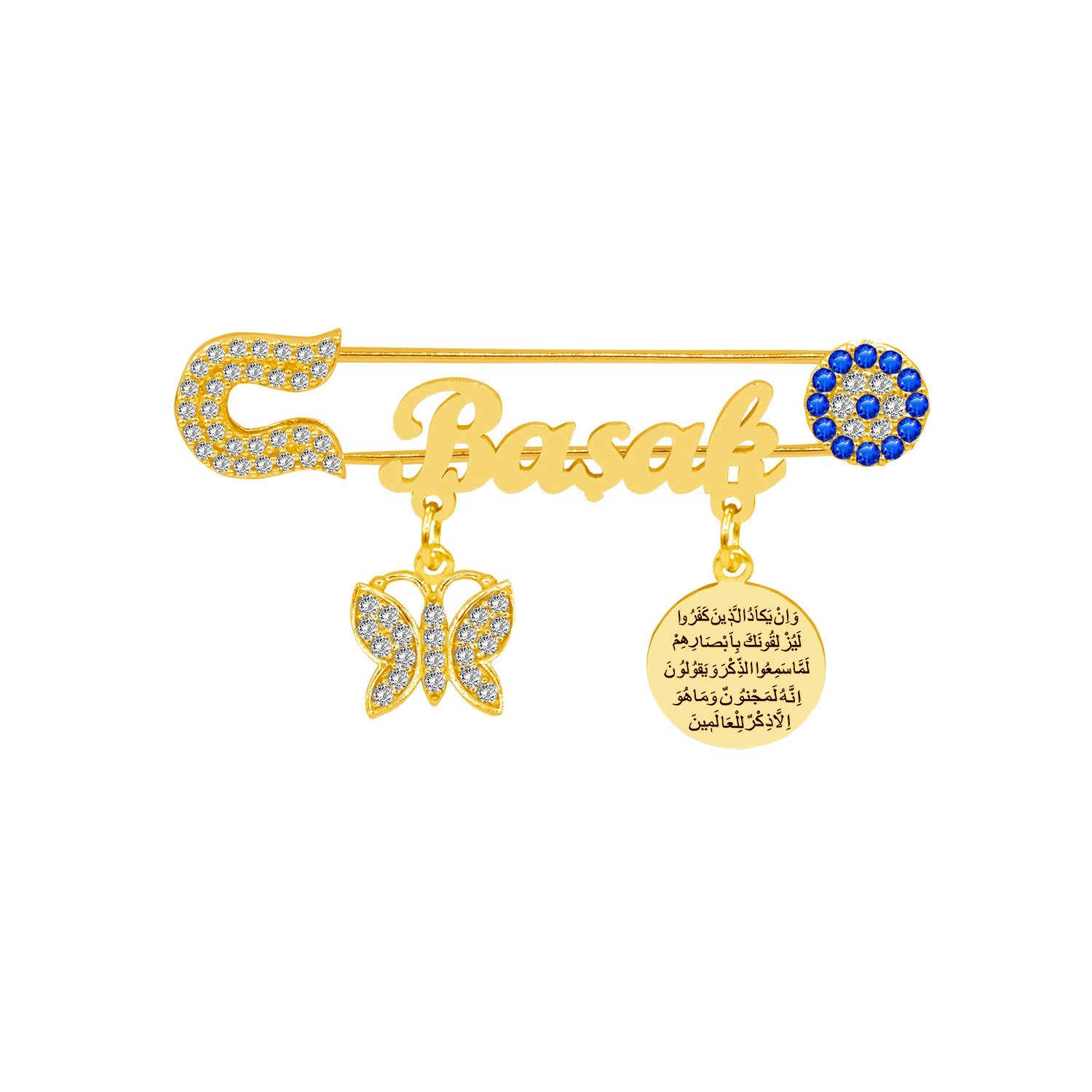 Gümüş Nazarlı İsimli Bebek Çatal İğne