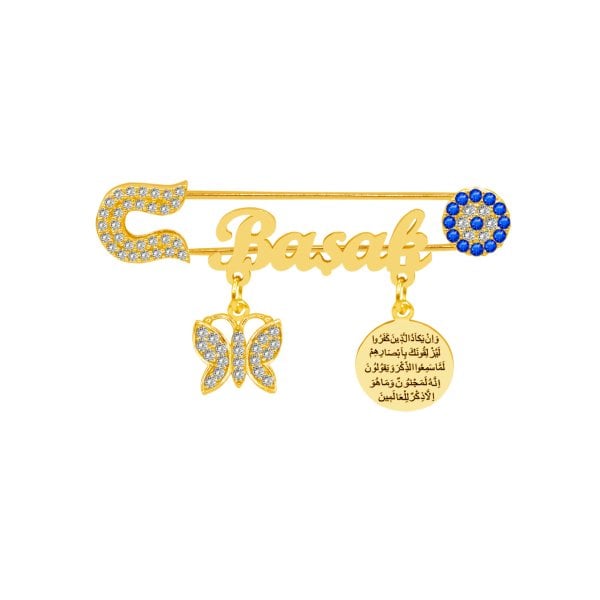 Gümüş Nazarlı İsimli Bebek Çatal İğne