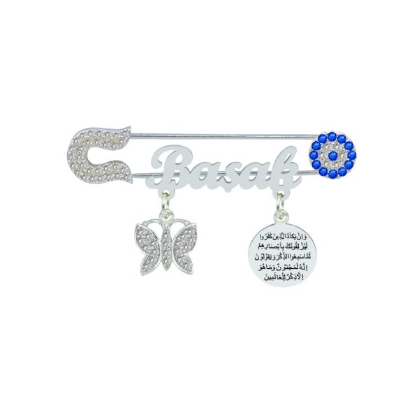 Gümüş Nazarlı İsimli Bebek Çatal İğne