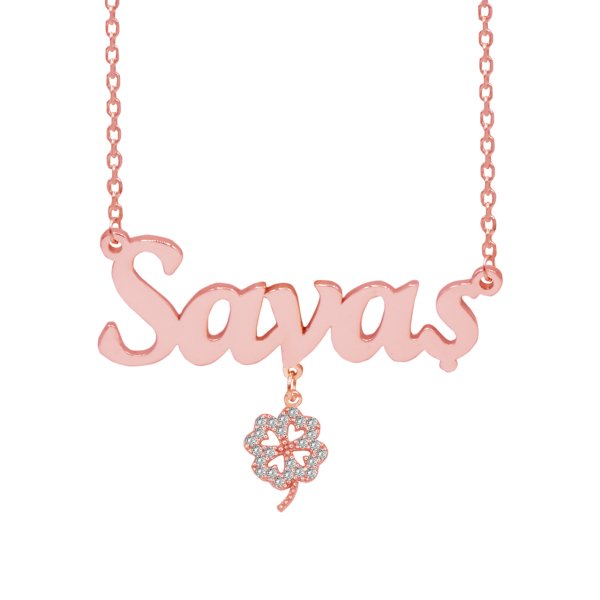 Gümüş Taşlı Yonca Sallantı İsimli Kolye