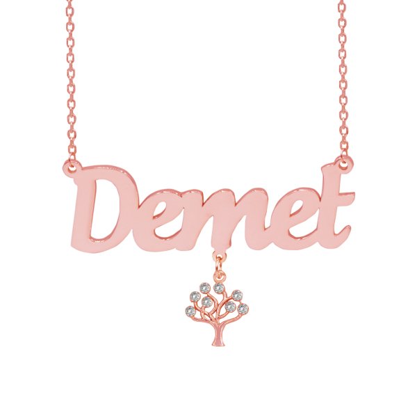 Gümüş Hayat Ağacı Sallantılı İsimli Kolye