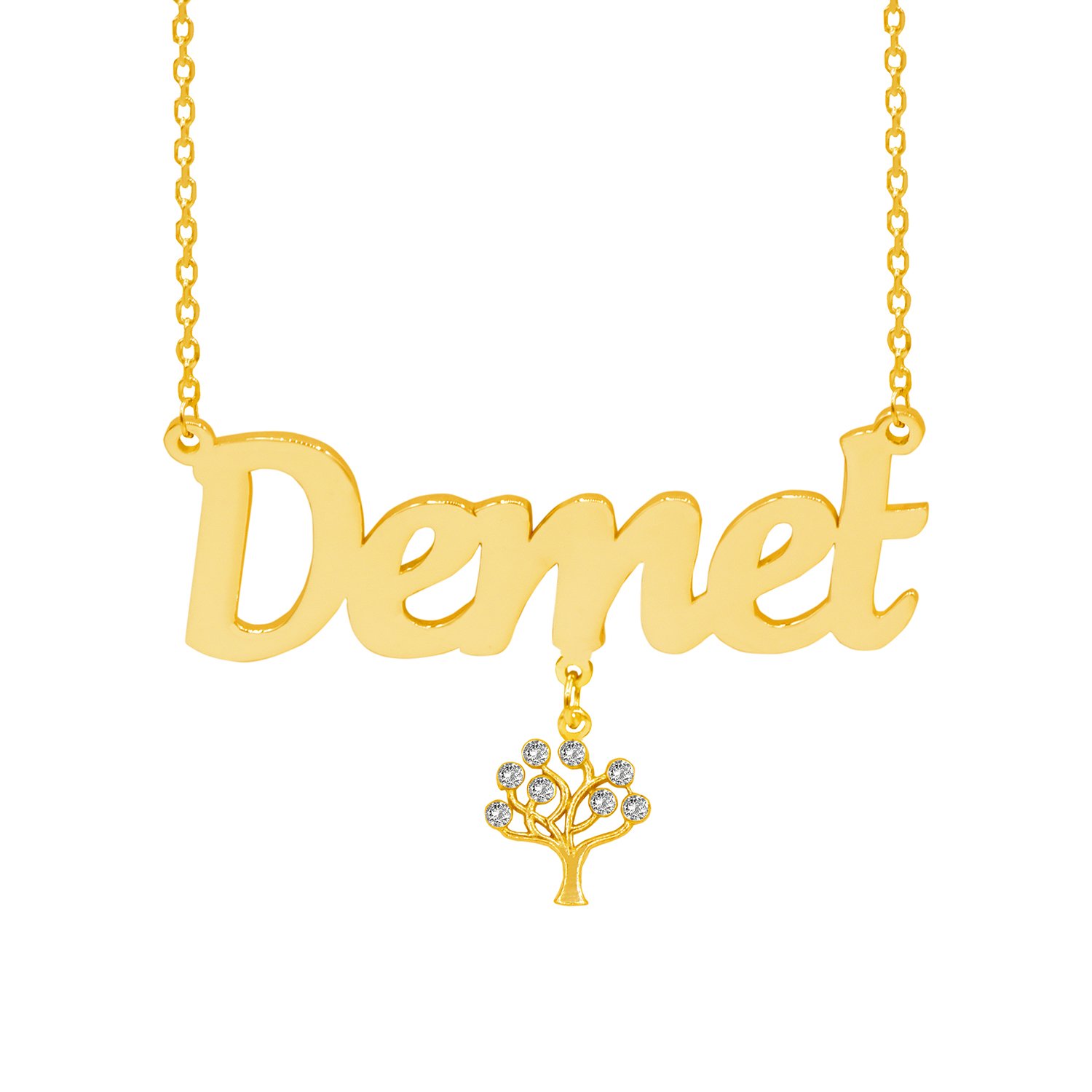 Gümüş Hayat Ağacı Sallantılı İsimli Kolye