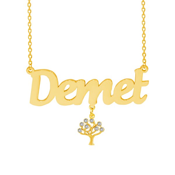 Gümüş Hayat Ağacı Sallantılı İsimli Kolye