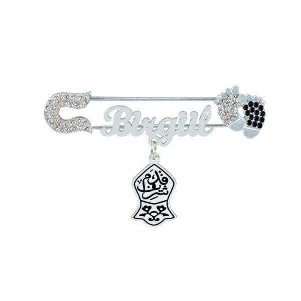 Gümüş Patikli İsimli Bebek Yaka İğnesi