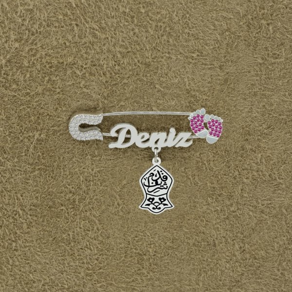 Gümüş Nali Şerif Patikli İsimli Bebek Çatal İğne