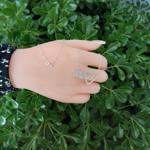 Gümüş Özel Tasarım Kalpli İsimli Kolye