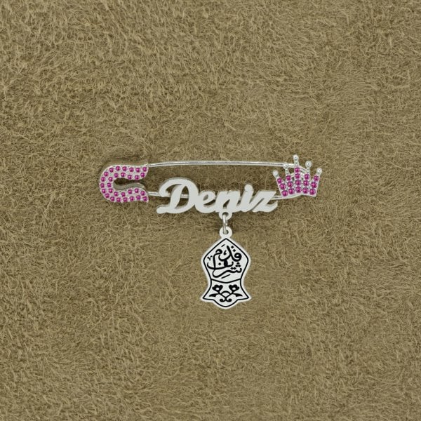 Gümüş Nali Şerif Taçlı İsimli Bebek İğne