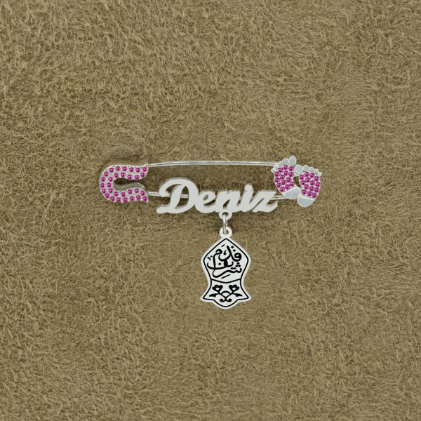 Gümüş Nali Şerif Patikli İsimli Bebek İğnesi