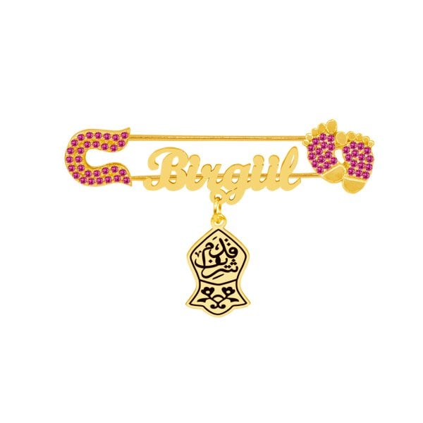 Gümüş Nali Şerif Patikli İsimli Bebek İğnesi