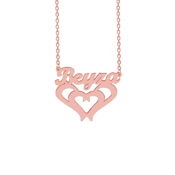 Gümüş Özel Tasarım Kalp Üstü İsimli Kolye