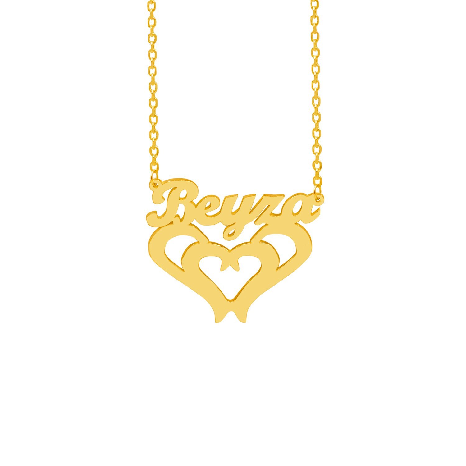 Gümüş Özel Tasarım Kalp Üstü İsimli Kolye