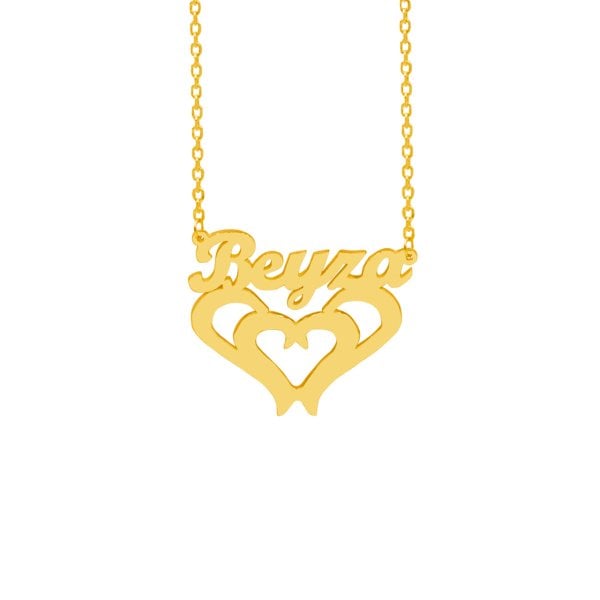 Gümüş Özel Tasarım Kalp Üstü İsimli Kolye