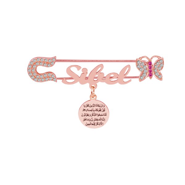 Gümüş Nazar Dualı İsimli Bebek Çatal İğne