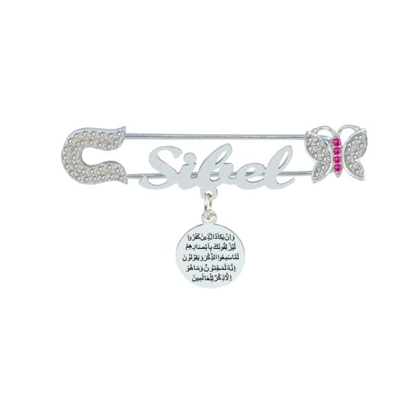 Gümüş Nazar Dualı İsimli Bebek Çatal İğne