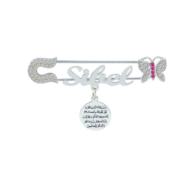 Gümüş Nazar Dualı İsimli Bebek Çatal İğne