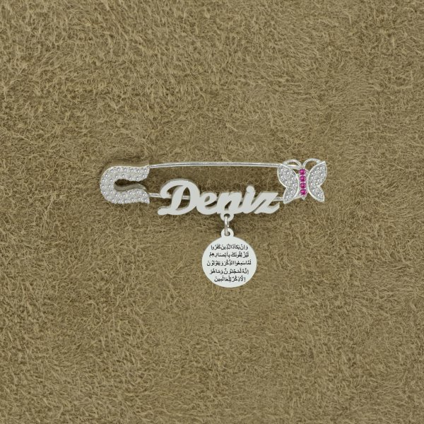 Gümüş Nazar Dualı İsimli Bebek Çatal İğne