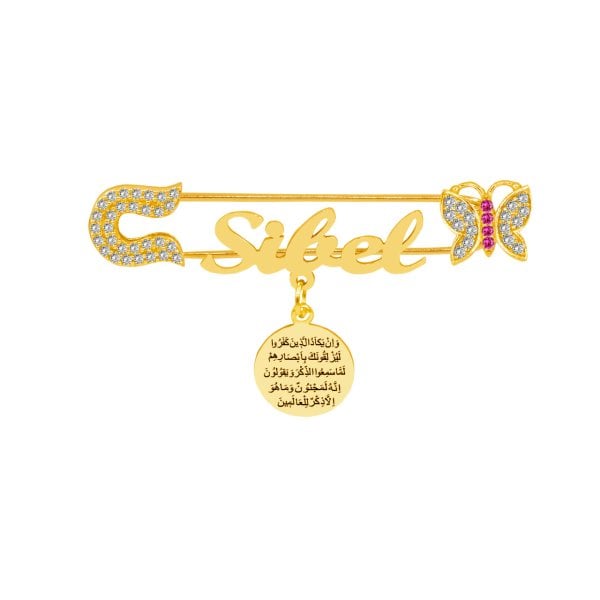 Gümüş Nazar Dualı İsimli Bebek Çatal İğne