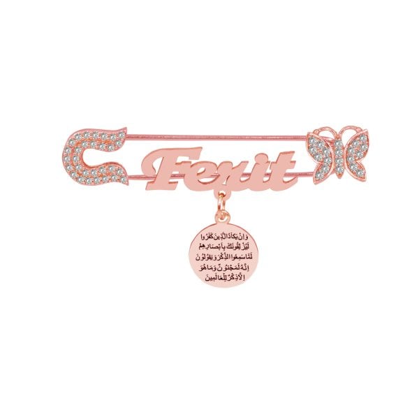 Gümüş Nazar Dualı İsimli Bebek Çatal İğnesi